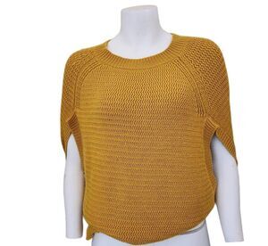 Cooper size S-M Wool women's side splitting top sweater knit tumeric mustard